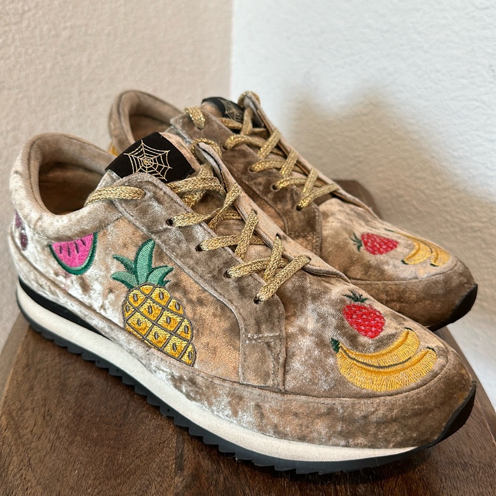Charlotte Olympia "INCY WORK IT!FRUIT SALAD" Velvet Sneakers Size 39 US 81/2